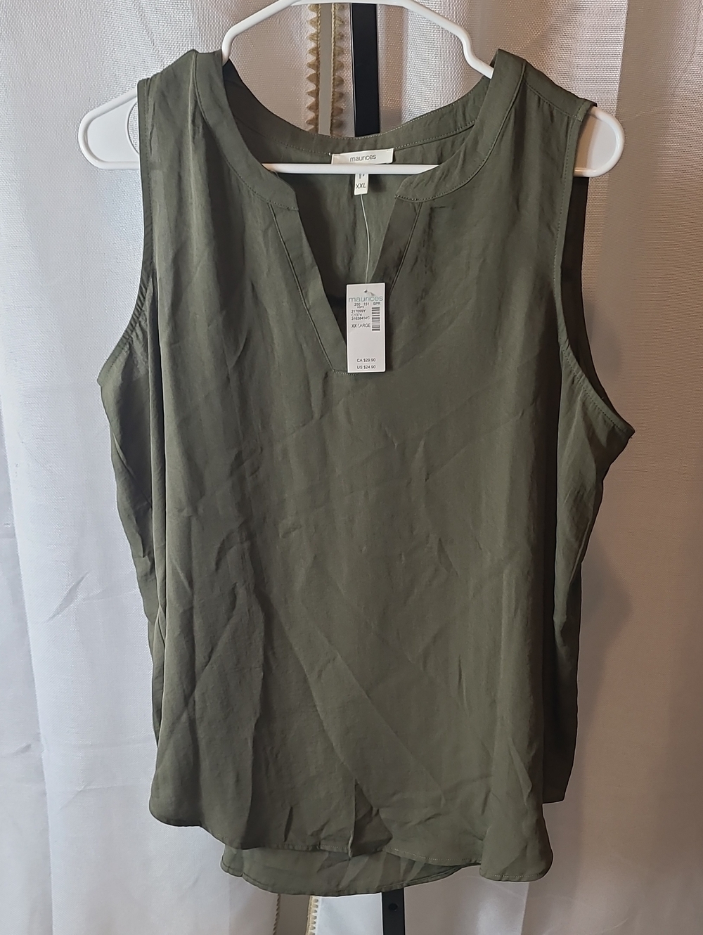 Maurices V-Neck Tunic Top - Olive Green. XXL. NEW